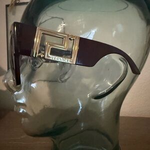 Versace Maroon and Gold Designer Sunglasses